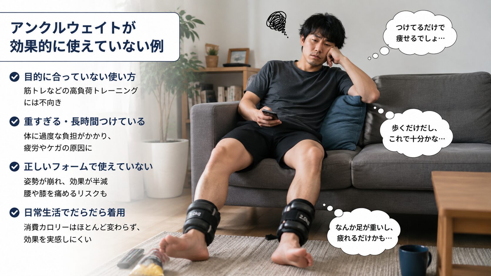 アンクルウェイトは効果ない？運動効率を最大化する正しい使い方